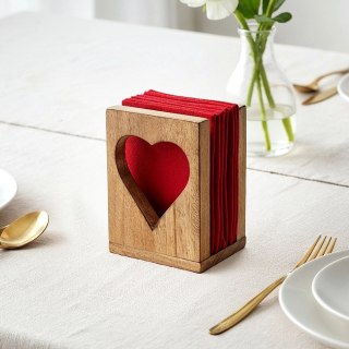 Serwetnik Drewniany MANGOWIEC Stojak na Serwetki Serce Handmade