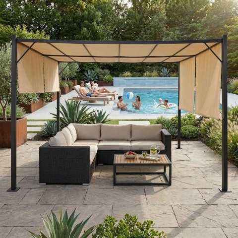 Pergola ogrodowa tarasowa 3x4 m stalowa altana zadaszenie beżowa MultiGarden