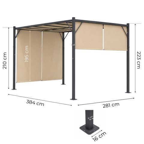 Pergola ogrodowa tarasowa 3x4 m stalowa altana zadaszenie beżowa MultiGarden