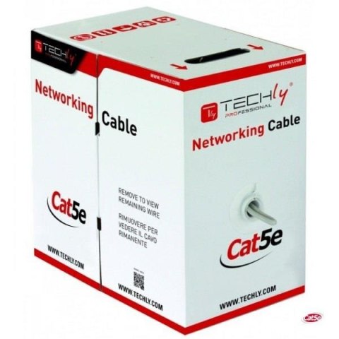 Kabel instalacyjny TechlyPro skrętka Cat5e UTP 4x2 drut CCA 305m, szary Kabel instalacyjny TechlyPro skrętka Cat5e UTP 4x2 drut CCA 305m, szary
