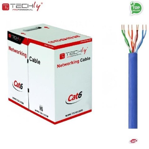 Kabel instalacyjny TechlyPro skrętka Cat6 UTP 4x2 drut CCA 305m, niebieski Kabel instalacyjny TechlyPro skrętka Cat6 UTP 4x2 drut CCA 305m, niebieski