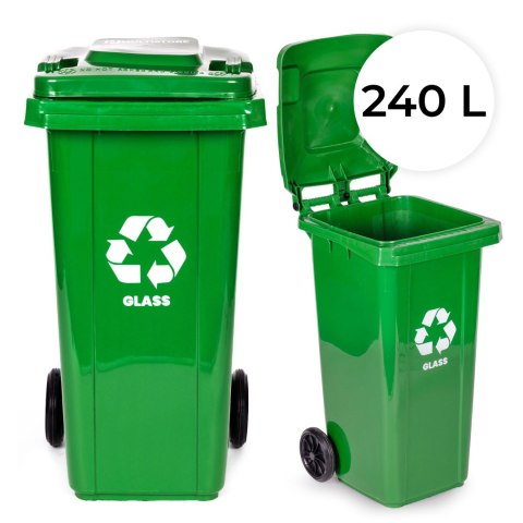 Kosz na smieci 240L duży kubeł śmietnik gumowe koła - żółty plastik