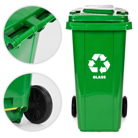 Kosz na smieci 240L duży kubeł śmietnik gumowe koła - żółty plastik