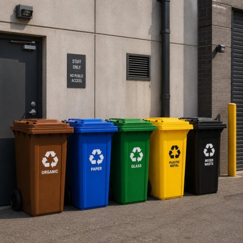 Kosz na smieci 240L duży kubeł śmietnik gumowe koła - żółty plastik