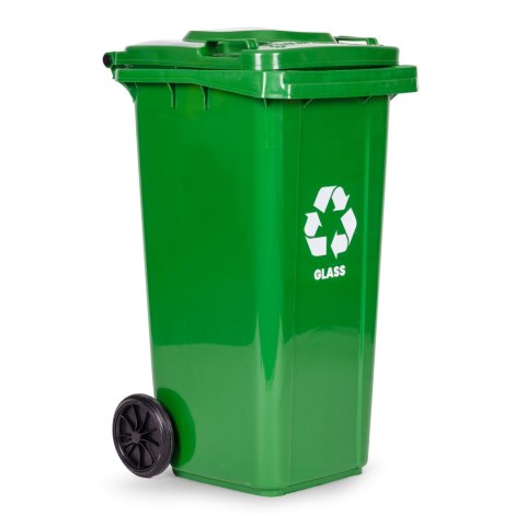 Kosz na smieci 240L duży kubeł śmietnik gumowe koła - żółty plastik