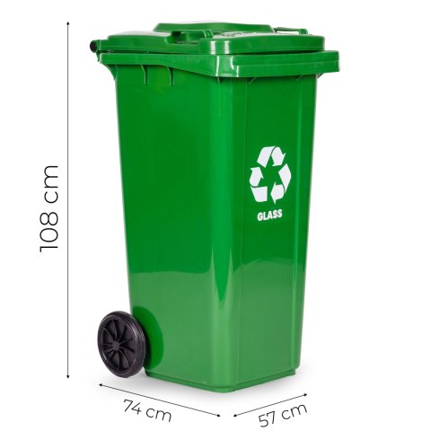 Kosz na smieci 240L duży kubeł śmietnik gumowe koła - żółty plastik