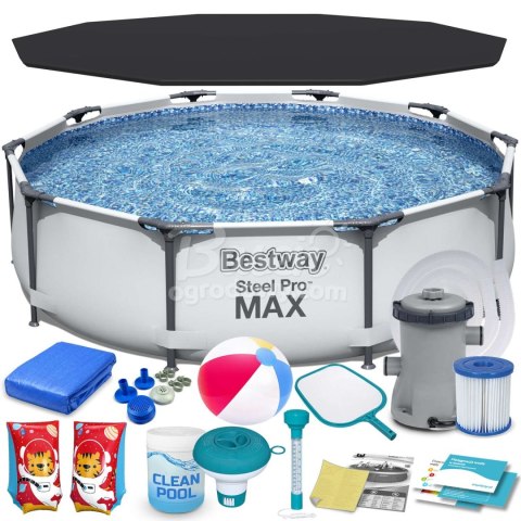 BASEN STELAŻOWY Bestway 305X76 dozownik chemia ogrodowy ZESTAW SteelPro Max