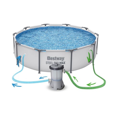 BASEN STELAŻOWY Bestway 305X76 dozownik chemia ogrodowy ZESTAW SteelPro Max