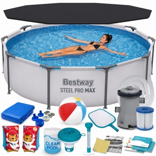 BASEN STELAŻOWY Bestway 305X76 dozownik chemia ogrodowy ZESTAW SteelPro Max