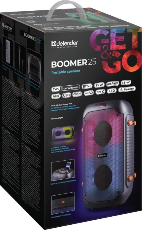 GŁOŚNIK DEFENDER BOOMER 25 BLUETOOTH 25W