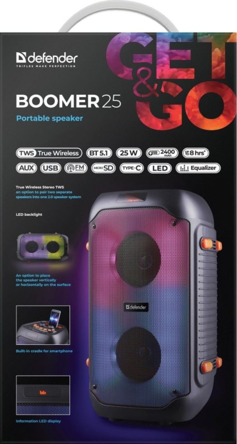 GŁOŚNIK DEFENDER BOOMER 25 BLUETOOTH 25W