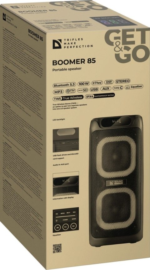 GŁOŚNIK DEFENDER BOOMER 85 BLUETOOTH 100W