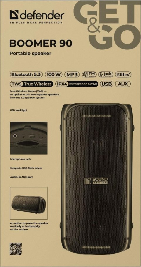 GŁOŚNIK DEFENDER BOOMER 90 BLUETOOTH 100W