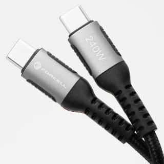 KABEL USB-C / USB-C Forcell F-Energy Cafule 300 cm 240 W 5A PD QC 4.0 CZARNY W OPLOCIE