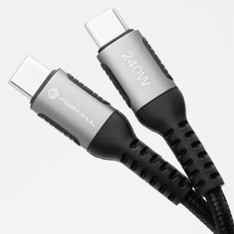 KABEL USB-C / USB-C Forcell F-Energy Cafule 300 cm 240 W 5A PD QC 4.0 CZARNY W OPLOCIE
