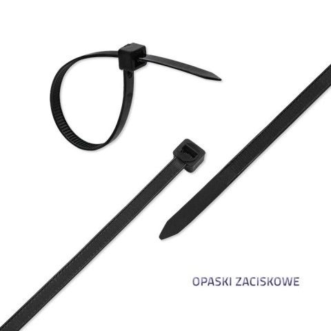 Qoltec Opaska zaciskowa | 4.8*300mm | Nylon UV | Czarny