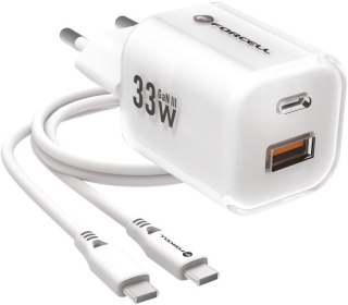 ŁADOWARKA SIECIOWA Forcell F-Energy GaN III VT-41 33 W 1x USB-C 1x USB-A PD 3.0 QC 4.0 BIAŁA