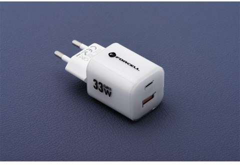 ŁADOWARKA SIECIOWA Forcell F-Energy GaN III VT-41 33 W 1x USB-C 1x USB-A PD 3.0 QC 4.0 BIAŁA