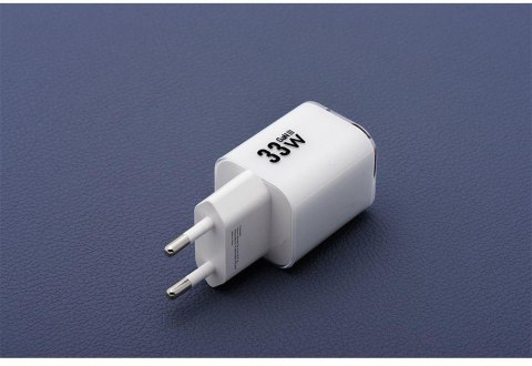 ŁADOWARKA SIECIOWA Forcell F-Energy GaN III VT-41 33 W 1x USB-C 1x USB-A PD 3.0 QC 4.0 BIAŁA