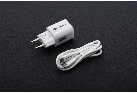 ŁADOWARKA SIECIOWA Forcell F-Energy GaN III VT-41 33 W 1x USB-C 1x USB-A PD 3.0 QC 4.0 BIAŁA