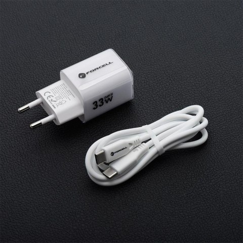ŁADOWARKA SIECIOWA Forcell F-Energy GaN III VT-41 33 W 1x USB-C 1x USB-A PD 3.0 QC 4.0 BIAŁA