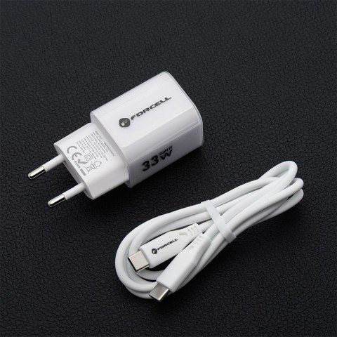 ŁADOWARKA SIECIOWA Forcell F-Energy GaN III VT-41 33 W 1x USB-C 1x USB-A PD 3.0 QC 4.0 BIAŁA