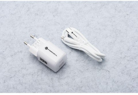 ŁADOWARKA SIECIOWA Forcell F-Energy GaN III VT-41 33 W 1x USB-C 1x USB-A PD 3.0 QC 4.0 BIAŁA