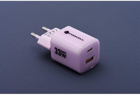 ŁADOWARKA SIECIOWA Forcell F-Energy GaN III VT-41 33 W 1x USB-C 1x USB-A PD 3.0 QC 4.0 FIOLETOWA