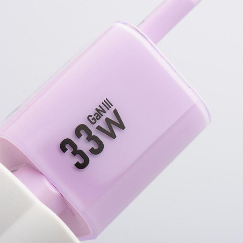 ŁADOWARKA SIECIOWA Forcell F-Energy GaN III VT-41 33 W 1x USB-C 1x USB-A PD 3.0 QC 4.0 FIOLETOWA