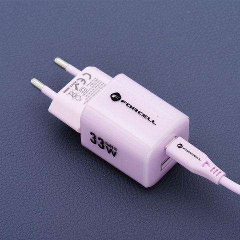 ŁADOWARKA SIECIOWA Forcell F-Energy GaN III VT-41 33 W 1x USB-C 1x USB-A PD 3.0 QC 4.0 FIOLETOWA