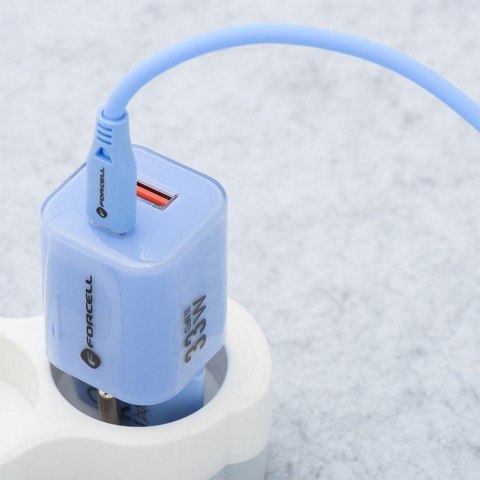 ŁADOWARKA SIECIOWA Forcell F-Energy GaN III VT-41 33 W 1x USB-C 1x USB-A PD 3.0 QC 4.0 NIEBIESKA