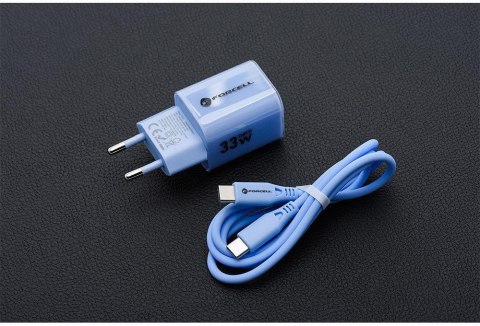 ŁADOWARKA SIECIOWA Forcell F-Energy GaN III VT-41 33 W 1x USB-C 1x USB-A PD 3.0 QC 4.0 NIEBIESKA