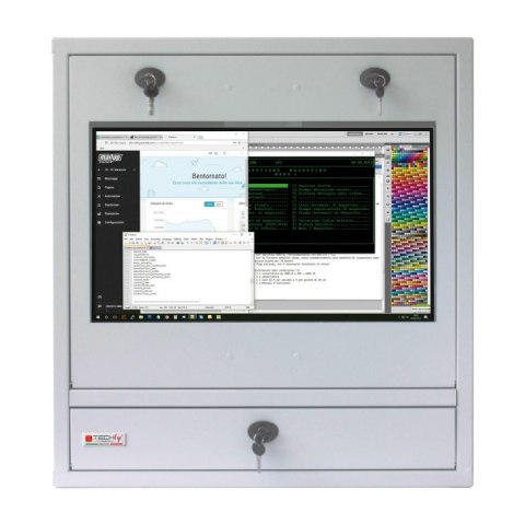 TECHLY Szafa na komputer PC przemysłowy i monitor dotykowy 22" ICRLIM10SV
