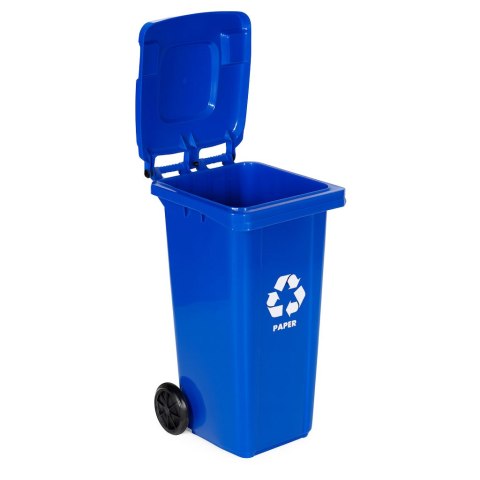 Zestaw 3 koszy na śmieci pojemniki 3x240L niebieski zielony żółty makulatura szkło plastik gumowe koła