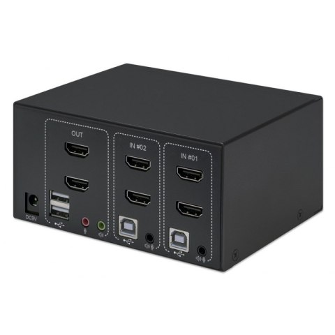 TECHLY Przełącznik KVM 2x1 HDMI/USB 4K Dual-Video z USB 2.0 153522