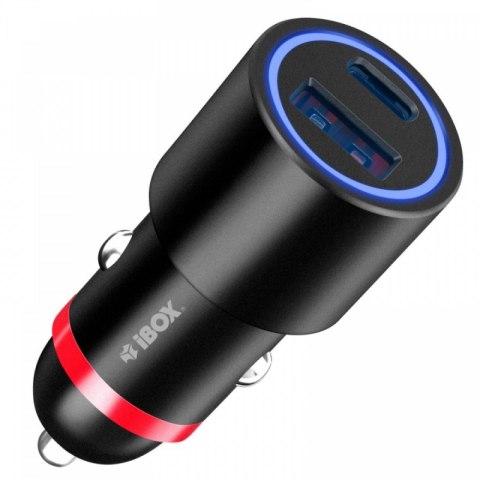 Ładowarka samochodowa IBOX 1x USB typ C Czarny ICC20