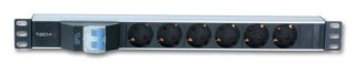 TECHLY Listwa zasilająca 19" 1U, 6x Schuko, kabel 3 m Schuko, 2x wyłącznik auto 100471