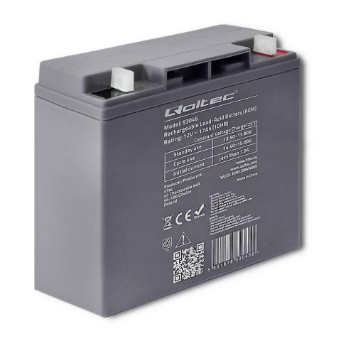 Akumulator AGM Qoltec | 12V | 17Ah | max.255A Akumulator AGM Qoltec | 12V | 17Ah | max.255A