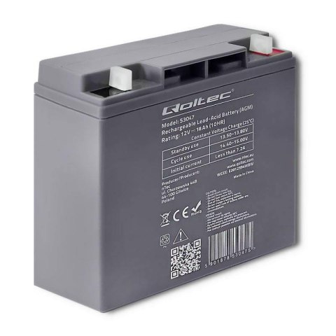 Akumulator AGM Qoltec | 12V | 18Ah | max.270A Akumulator AGM Qoltec | 12V | 18Ah | max.270A