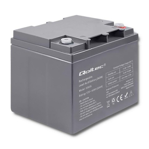Akumulator AGM Qoltec | 12V | 45Ah | max.13.5A Akumulator AGM Qoltec | 12V | 45Ah | max.13.5A
