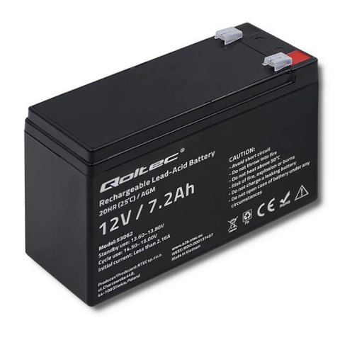 Akumulator AGM Qoltec 12V | 7.2Ah | max.108A Akumulator AGM Qoltec 12V | 7.2Ah | max.108A