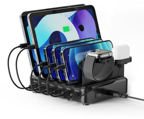 TECHLY Ładowarka sieciowa 130W 6-portowa, 4x USB-C PD, 2x USB-A QC EW1335