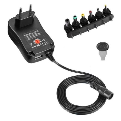 ENGENIUS Uniwersalny zasilacz 230V, 12W/1A 3-12V, DC 1xUSB 2.1A IPW-NTS1000G2