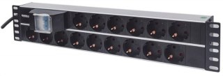 INTELLINET Listwa zasilająca 19" 2U, 15x Schuko, kabel 3 m Schuko, 2x wyłącznik auto 714051