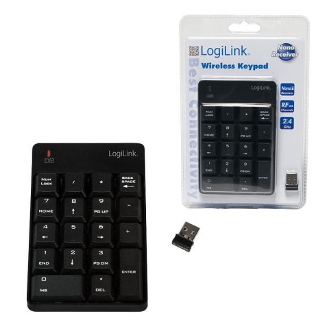 Klawiatura bezprzewodowa LogiLink ID0120 18 klawiszy czarna Klawiatura bezprzewodowa LogiLink ID0120 18 klawiszy czarna