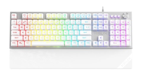 Klawiatura przewodowa Krux Frost Silver-White RGB Gaming White Klawiatura przewodowa Krux Frost Silver-White RGB Gaming White