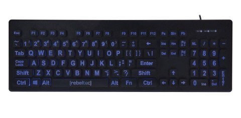 Klawiatura przewodowa Rebeltec BIGFONT podświetlana USB czarna Klawiatura przewodowa Rebeltec BIGFONT podświetlana USB czarna