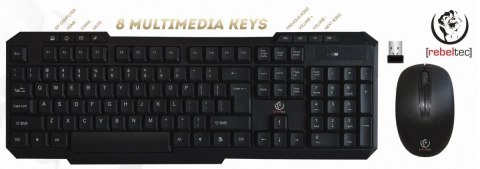 Zestaw bezprzewodowy klawiatura + mysz Rebeltec VORTEX czarny Zestaw bezprzewodowy klawiatura + mysz Rebeltec VORTEX czarny