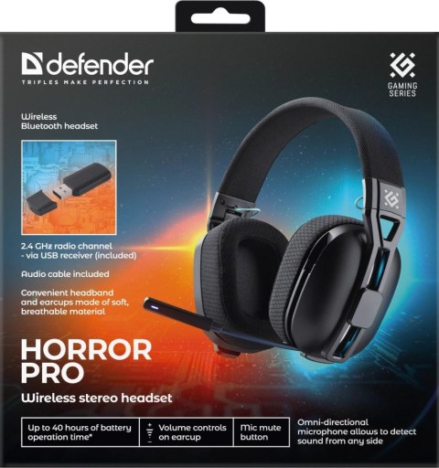 SŁUCHAWKI DEFENDER HORROR PRO BT+2.4GHz