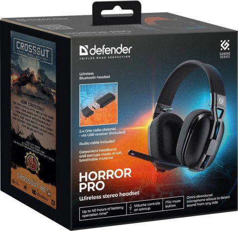 SŁUCHAWKI DEFENDER HORROR PRO BT+2.4GHz
